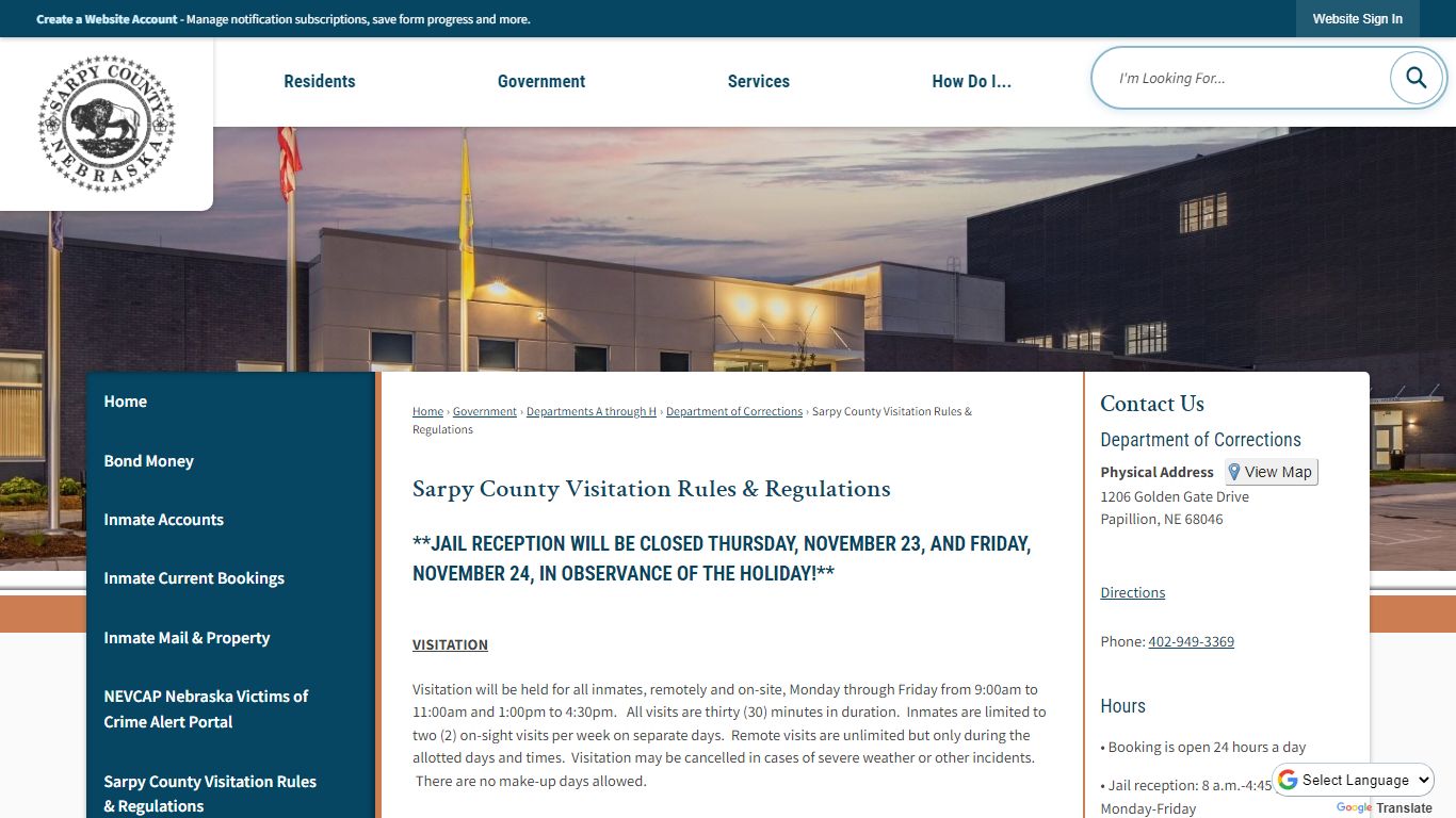 Sarpy County Visitation Rules & Regulations